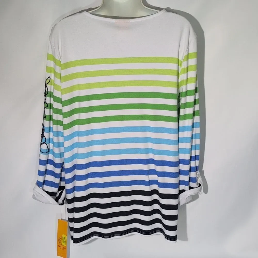 Ruby Rd. Multicolor Striped Long Sleeve Top - Picture 6 of 6